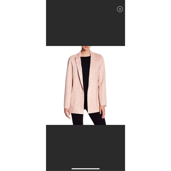 Joan Vass Light Pink Suede Feel Open Front Blazer - Picture 1 of 12